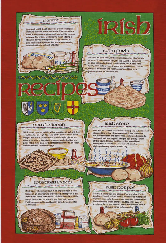 Irish Recipes Tea Towel